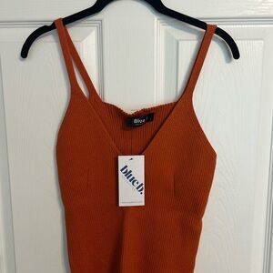 Blue B Orange Ribbed Knit Tank Top